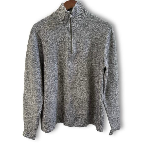 Vince Cashmere Wool Quarter Zip Pullover Sweater | Gray Black Marled Size Large - Picture 2 of 10